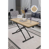 Juppo Üst Tabla Mdf Veli Meşe Oval Köşe Alt Ayak Yuvarlak Siyah Dışa Kıvrım