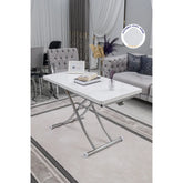 Juppo Üst Tabla Mdf Beyaz Oval Köşe Alt Ayak Yuvarlak Krom Kaplama İçe Kıvrım