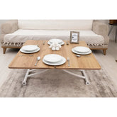 Mini Juppo İçe K Akıllı Sehpa Üst Tabla Mdf Katanya Oval Köşe Alt Beyaz Renk