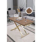 Home Üst Tabla Mdf Ceviz Oval Köşe Alt Ayak Gold Kaplama