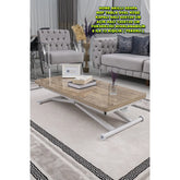 Home Üst Tabla Mdf Antiklayt Oval Köşe Alt Ayak Beyaz Renk