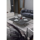 Juppo Üst Tabla Mdf Frezeli Antrasit Oval Köşe Alt Ayak Yuvarlak Krom Kaplama Dışa Kıvrım