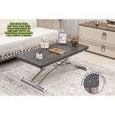 Mini Juppo Dışa K Akıllı Sehpa Üst Tabla Mdf Frezeli Antrasit Oval Köşe Alt Krom Kaplama