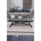 Juppo Üst Tabla Mdf Frezeli Antrasit Oval Köşe Alt Ayak Yuvarlak Siyah Dışa Kıvrım