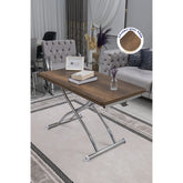 Juppo Üst Tabla Mdf Barok Koyu Ceviz Oval Köşe Alt Ayak Yuvarlak Krom Kaplama Dışa Kıvrım