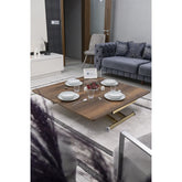 Home Üst Tabla Mdf Barok Koyu Ceviz Oval Köşe Alt Ayak Gold Kaplama