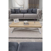 Home Üst Tabla Mdf Veli Meşe Oval Köşe Alt Ayak Beyaz Renk