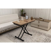 Mini Juppo İçe K Akıllı Sehpa Üst Tabla Mdf EfesÇam Oval Köşe Alt Siyah Renk