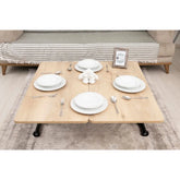 Mini Juppo Dışa K Akıllı Sehpa Üst Tabla Mdf VeliMeşe Oval Köşe Alt Ayak Siyah Renk