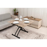 Mini Juppo Dışa K Akıllı Sehpa Üst Tabla Mdf Antiklayt Oval Köşe Alt Siyah Renk