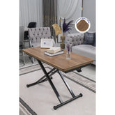 Home Üst Tabla Mdf Ceviz Oval Köşe Alt Ayak Siyah Renk