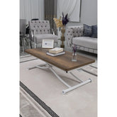 Juppo Üst Tabla Mdf Barok Koyu Ceviz Oval Köşe Alt Ayak Yuvarlak Beyaz İçe Kıvrım