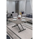 Juppo Üst Tabla Mdf Frezeli Latte Oval Köşe Alt Ayak Yuvarlak Siyah Dışa Kıvrım