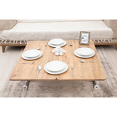 Mini Juppo Dışa K Akıllı Sehpa Üst Tabla Mdf EfesÇam Oval Köşe Alt Krom Kaplama