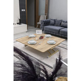 Juppo Üst Tabla Mdf VeliMeşe Oval Köşe Alt Ayak Yuvarlak Gold Kaplama Dışa Kıvrım