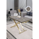 Home Üst Tabla Mdf Papatya Oval Köşe Alt Ayak Gold Kaplama