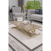 Home Üst Tabla Mdf Antiklayt Oval Köşe Alt Ayak Gold Kaplama