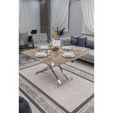 Home Üst Tabla Mdf Antiklayt Oval Köşe Alt Ayak Krom Kaplama