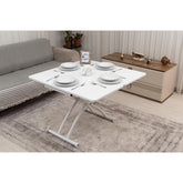 Mini Juppo Dışa K Akıllı Sehpa Üst Tabla Mdf Beyaz Oval Köşe Alt Beyaz Renk