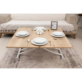 Mini Juppo İçe K Akıllı Sehpa Üst Tabla Mdf VeliMeşe Oval Köşe Alt Ayak Beyaz Renk