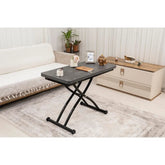 Mini Juppo Dışa K Akıllı Sehpa Üst Tabla Mdf Frezeli Antrasit Oval Köşe Alt Siyah Renk