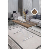 Juppo Üst Tabla Mdf Barok Koyu Ceviz Oval Köşe Alt Ayak Yuvarlak Beyaz Dışa Kıvrım