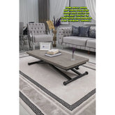 Home Üst Tabla Mdf Frezeli Latte Oval Köşe Alt Ayak Siyah Renk