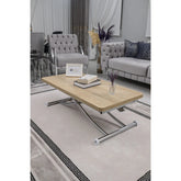 Juppo Üst Tabla Mdf Veli Meşe Oval Köşe Alt Ayak Yuvarlak Krom Kaplama İçe Kıvrım