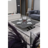 Home Üst Tabla Mdf Kartal Oval Köşe Alt Siyah Ayak Renk