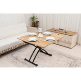 Mini Juppo Dışa K Akıllı Sehpa Üst Tabla Mdf Katanya Oval Köşe Alt Siyah Renk