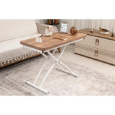 Mini Juppo Dışa K Akıllı Sehpa Üst Tabla Mdf Urartu Oval Köşe Alt Ayak Beyaz Renk