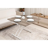 Mini Juppo Dışa K Akıllı Sehpa Üst Tabla Mdf Hattuşa Oval Köşe Alt Ayak Beyaz Renk