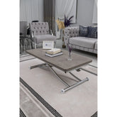 Juppo Üst Tabla Mdf Frezeli Latte Oval Köşe Alt Ayak Yuvarlak Krom Kaplama İçe Kıvrım