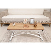 Mini Juppo Dışa K Akıllı Sehpa Üst Tabla Mdf Katanya Oval Köşe Alt Beyaz Renk