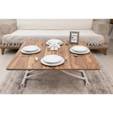 Mini Juppo İçe K Akıllı Sehpa Üst Tabla Mdf Urartu Oval Köşe Alt Ayak Beyaz Renk