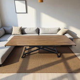 Yan Baştan Açılır Akıllı Masa Üst Mdf Ceviz Alt Ayak Siyah Renk