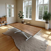 Yan Baştan Açılır Akıllı Masa Üst Mdf Ceviz Alt Ayak Beyaz