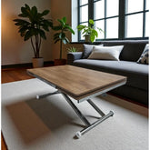 Yan Baştan Açılır Akıllı Masa Üst Mdf Ceviz Alt Ayak Krom Kaplama