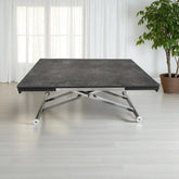 Yan Baştan Açılır Akıllı Masa Üst Mdf Frezeli Antrasit Alt Ayak Krom Kaplama