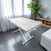 Yan Baştan Açılır Akıllı Masa Üst Mdf Lizbon Alt Ayak Beyaz Renk