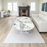 Ortadan Açılır Akıllı Masa Üst Mdf Beyaz Mermer Alt Ayak Beyaz Renk