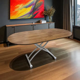 Ortadan Açılır Akıllı Masa Üst Mdf Ceviz Alt Ayak Beyaz Renk