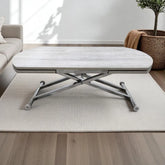 Oval Yan Baştan Açılır Akıllı Masa Üst Mdf Lizbon Alt Ayak Krom Kaplama