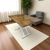 Ortadan Açılır Akıllı Masa Üst Mdf Ceviz Alt Ayak Beyaz Renk