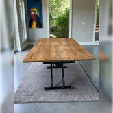 Ortadan Açılır Akıllı Masa Üst Mdf Ceviz Alt Ayak Siyah Renk