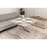 Mini Juppo Dışa K Akıllı Sehpa Üst Tabla Mdf Floransa Oval Köşe Alt Ayak Krom Kaplama