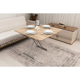 Mini Juppo İçe K Akıllı Sehpa Üst Tabla Mdf Velimeşe Oval Köşe Alt Ayak Krom Kaplama