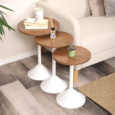 Tablon Zigon Sehpa Mdf Tabla Ceviz Alt Mekanizma Demir Beyaz Renk