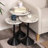 Tablon Zigon Sehpa Mdf Tabla Beyaz Mermer Desen Alt Mekanizma Demir Siyah Renk