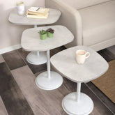 SilvaVera Zigon Sehpa Mdf Tabla Retro Taş Alt Mekanizma Demir Beyaz Renk